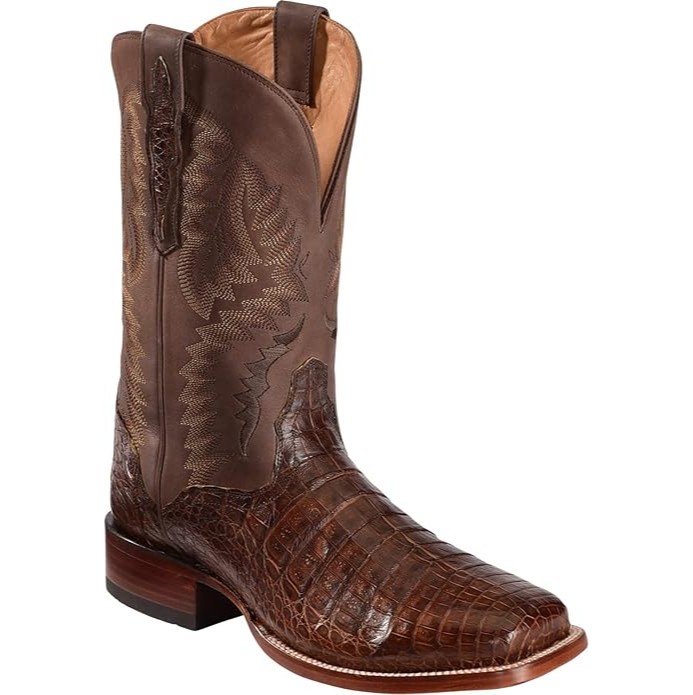 Men's Handmade Caiman Belly Stockman Boot Broad Square Toe
