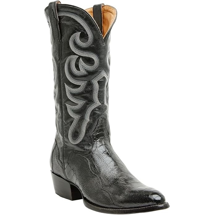 Men's Handmade Leather Ostrich Leg Western Boot Round Toe