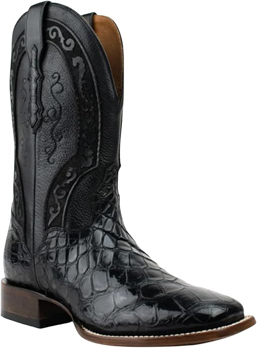 Men's Handmade Caiman Belly Stockman Boot Broad Square Toe